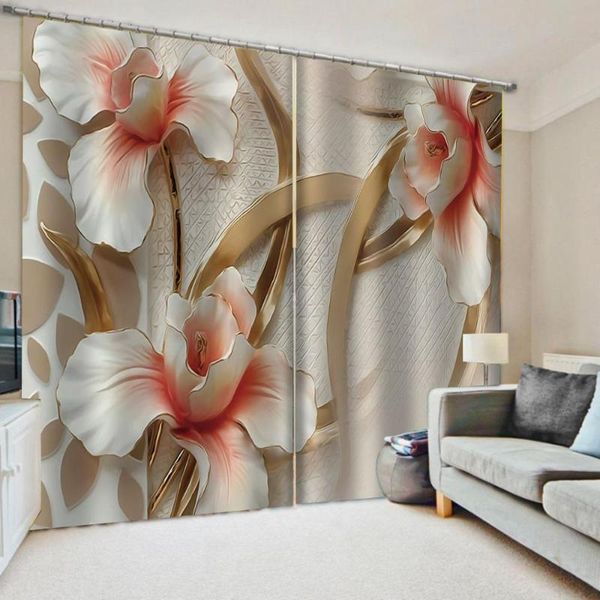

beautiful po fashion customized 3d curtains relief flower window curtain for living room office bedroom & drapes