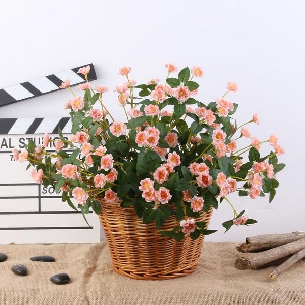 

decorative flowers & wreaths artificial mini chinese rose bouquets home garden decoration, pink white fake silk flower wedding decor supplie