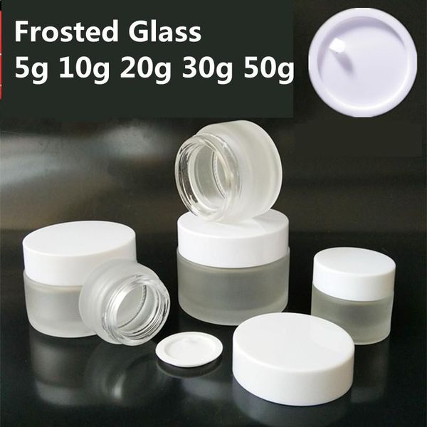 

storage bottles & jars 5g 10g 50g thick frosted maglass cosmetic jar with line threaded cap and disc liner store package
