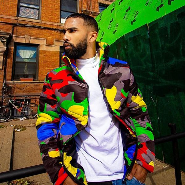 

large men's and women's camouflage et, high collar warm zipper casual lovers' wear, winter coat, 2020, Black