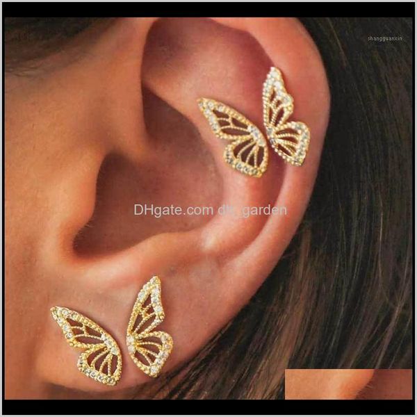 

drop delivery 2021 minimalist small cubic zirconia stud tiny dainty mini butterfly earrings jewelry for women girls1 uojrs, Golden;silver