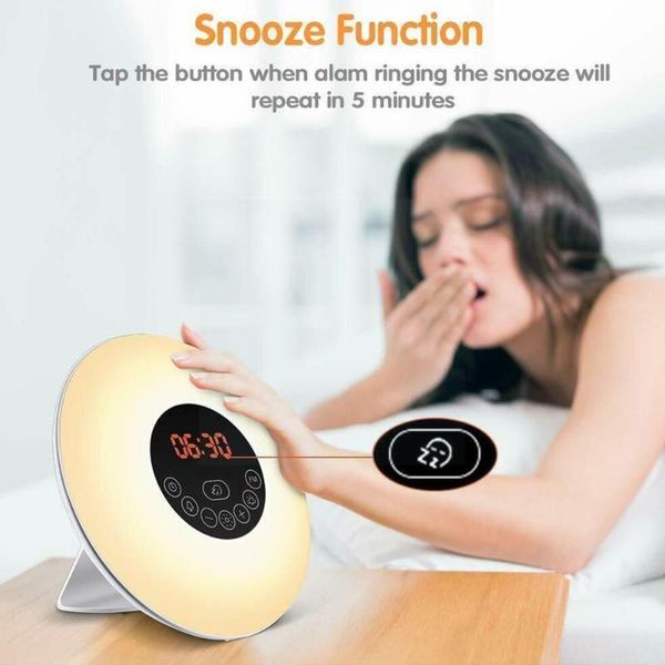 

other clocks & accessories digital alarm clock natural wake up led light despertador sunset fm desk lamp snooze radio electronic sunrise y8u