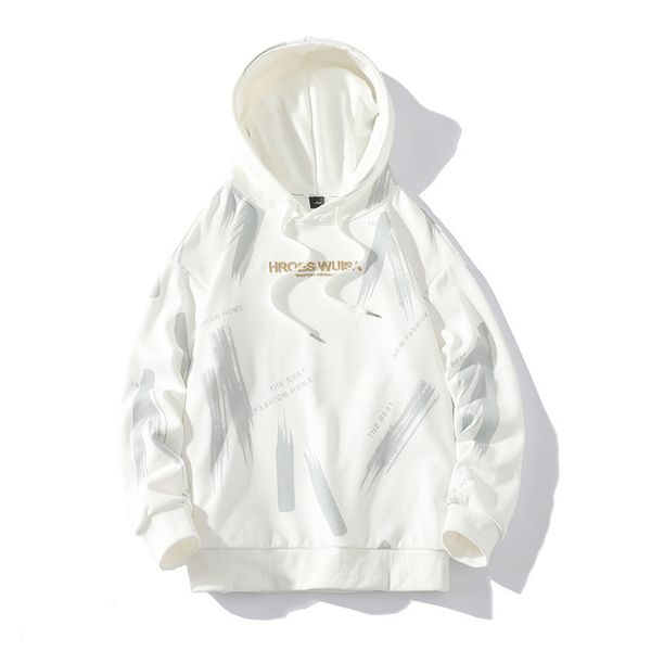 

Fashion brand autumn and winter new fashion printed bottomed Shirt Top loose hooded men's sweater, Black