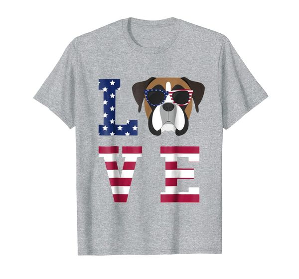 

boxer dog love - 4th of july t-shirt, White;black