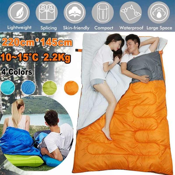 

220x145cm ultralight camping sleeping bag down filled waterproof fluff bags with compression tourism for adult