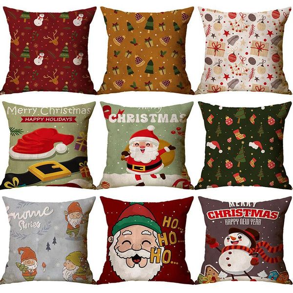 

christmas cartoon printed home decor cushion cover 45*45cm cotton linen pillow covers sofa cushions cases 0573 cushion/decorative