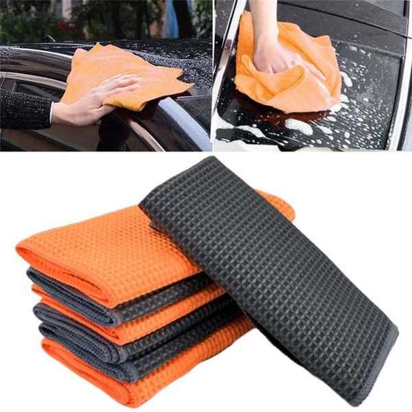 

40x40cm car wash towel glass cleaning wax polishing detailing waffle weave microfiber cloth kitchen cleaner sponge
