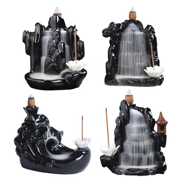 

landscape waterfall backflow incense burner ceramic holder meditation relax deskhome office decoration ornament fragrance lamps
