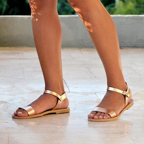 

sandals female solid color flat heel beach one strap open toe women 2021 luxury designer brand, Black