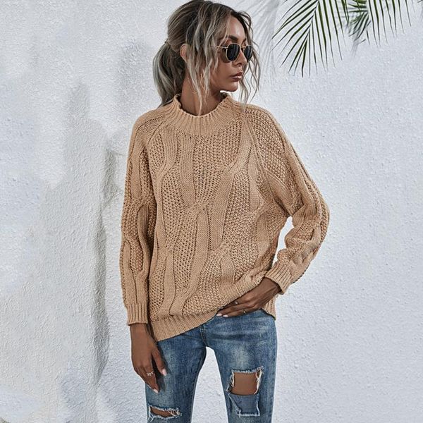 

women's sweaters 2021 autumn winter fashion round neck twist sweater women casual loose solid color long sleeve knitted pullover femme, White;black