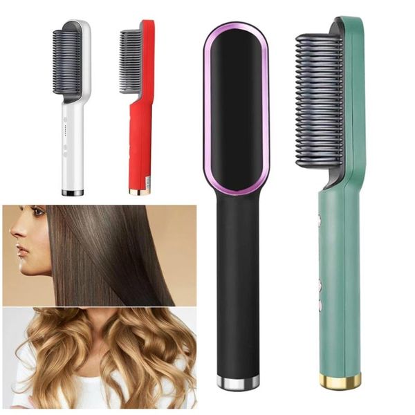 

electric hair brushes multifunctional straight curling iron flat tourmaline ceramic corrugated styler comb
