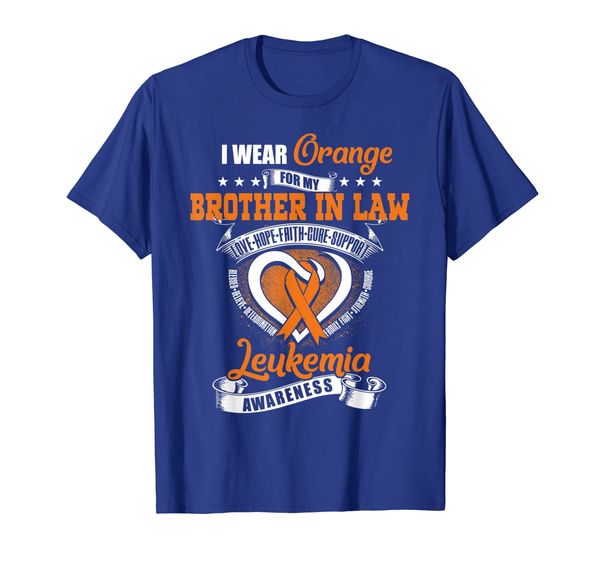 

i wear orange for my brother in law leukemia awareness tee, White;black