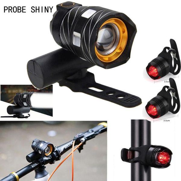 

usb rechargeable led bicycle bright bike front headlight and rear tail light set waterproof a717 lights
