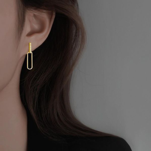 

geometric zircon 2021 tide temperament of south korean web celebrity small , a senior stud earrings, Golden