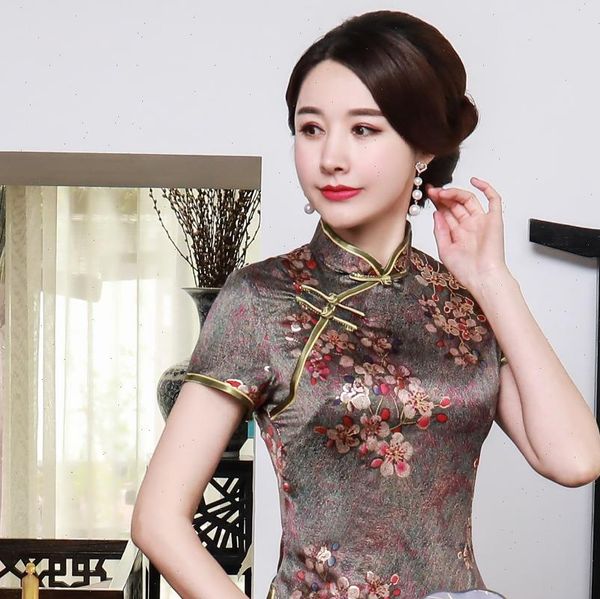 

summer rayon chinese womens shirts vintage print floral slim novelty evening party prom  l xl 2xl 3xl, White