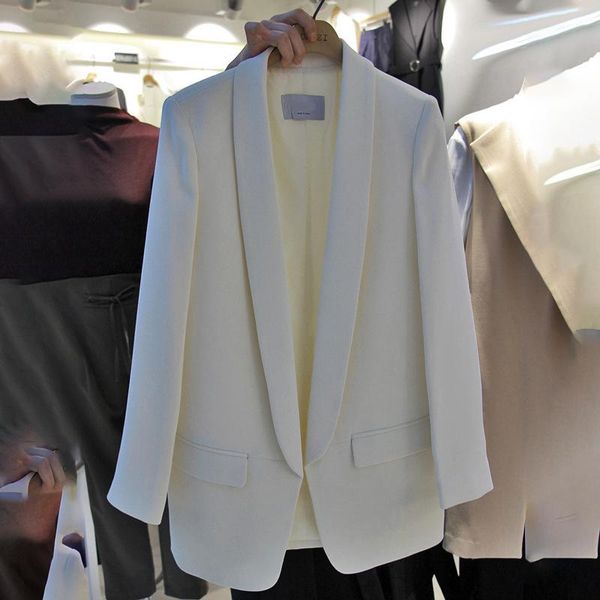 

women's suits & blazers [ewq]autumn 2021 korea chic simple trendy women solid suit collar without button fashion temperament long-sleev, White;black