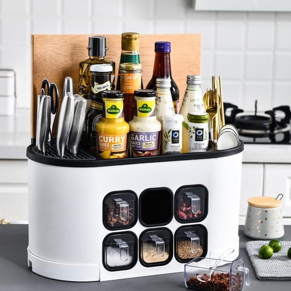 

kitchen shelf multi function cutter chopsticks spoon seasoning bottle storage household box can bottles & jars