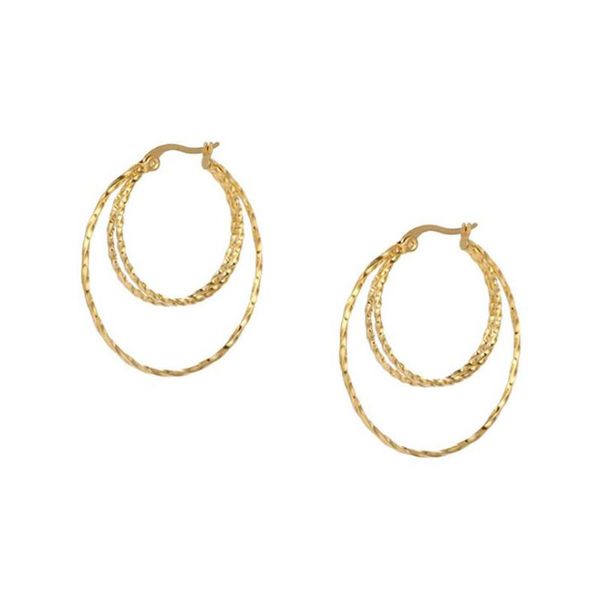 

hoop & huggie stainless steel gold multilayer african oval circle loop earrings jewelry gift for women ladies party jewellery, Golden;silver