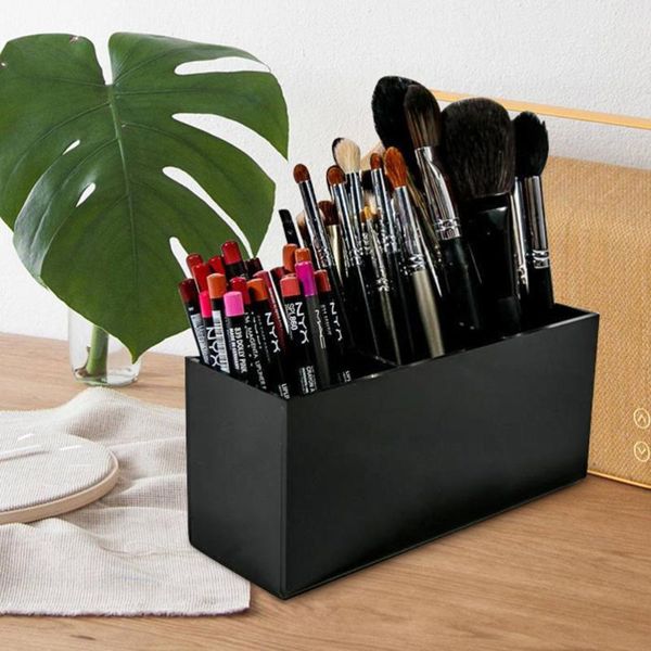 

eyebrow tools & stencils 3-slot makeup brush holder acrylic cosmetics organizer for deskdresser