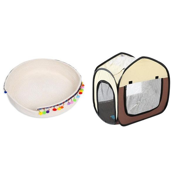 

kennels & pens portable foldable pet drying box tent with natural cotton thread cat litter mat sleeping claw