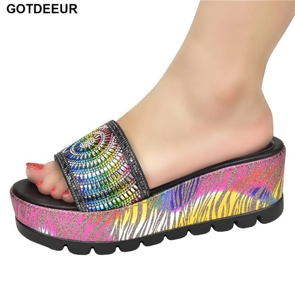 

dress shoes arrival italian style women wedge platform african party pumps decorated with rhinestone wedding for bride, Black