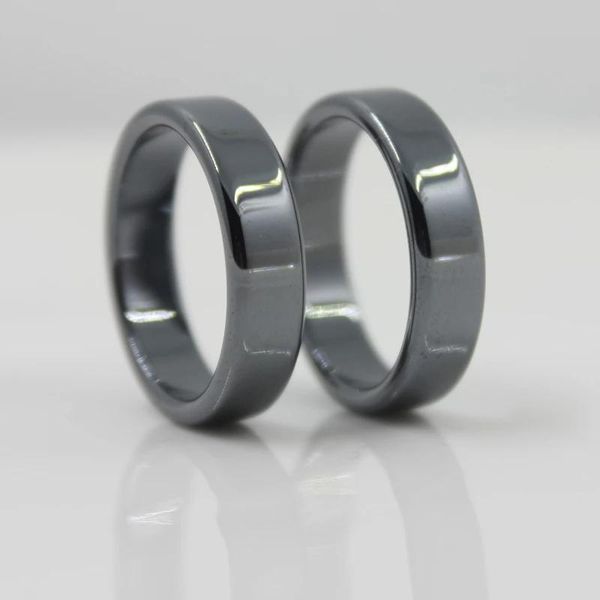 

cluster rings 2021 fashion jewelry grade quality smooth 6 mm width flat hematite (1 piece ) hr1002, Golden;silver