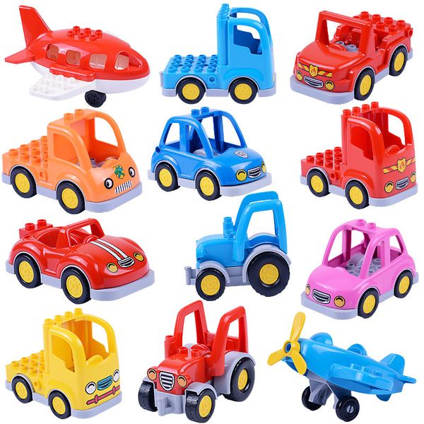 

Cartoon Car Blocks Truck Tractor Airplane Model Accessories Big Size Bricks Compatible Major Brand Children Educational Toy Gift