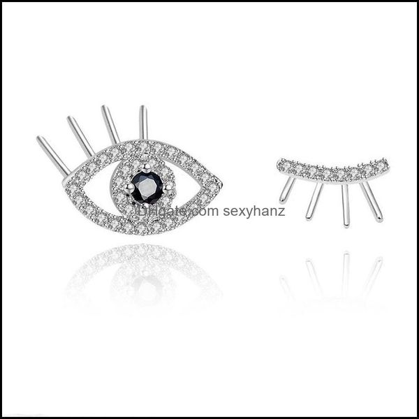 

stud earrings jewelry s1961 fashion cute asymmetrical eye eyelash s925 sier post drop delivery 2021 zua5x, Golden;silver