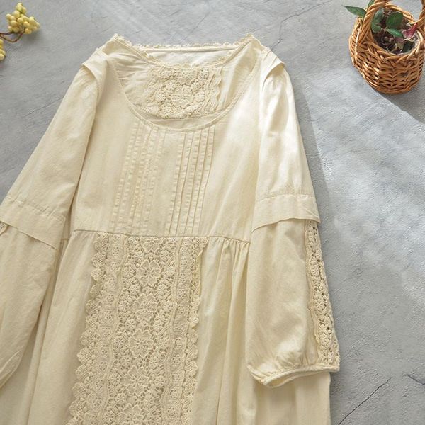 

lamtrip unique japanese boutique lace stitch o-neck faux two pieces cotton long sleeve dress lolita casual dresses, Black;gray