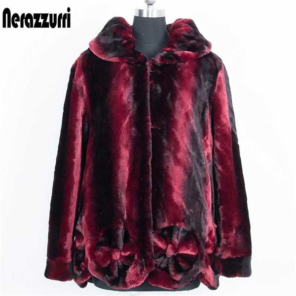 Nerazzurri Winter Faux Pele Casaco Mulheres Manga Longa Coleira Colarinho Quente Roupas idosas Grossas The Thewed Mink Casacos de Pele para Mulheres 211110