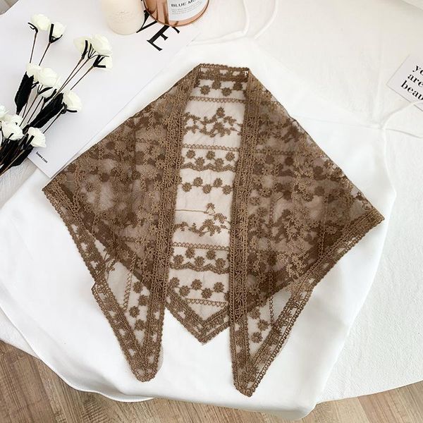 

scarves 85*33cm knit pashmina women head scarf embroidered triangle wrap shawl transparent lace floral bandana long foulard, Blue;gray