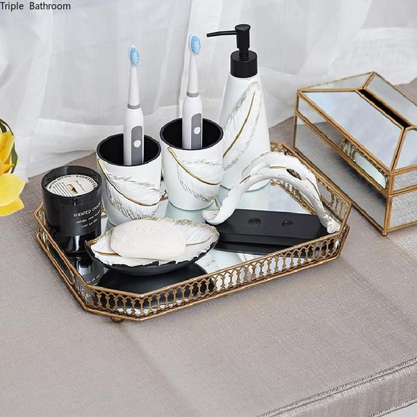 

five piece set european style ceramic liquid soap dispenser gargle cup dish toothbrush holder bathroom accessories bath accessory
