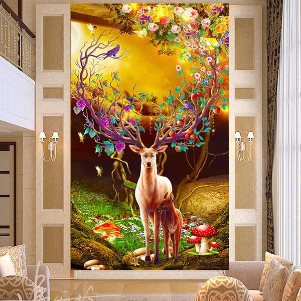 

diamond painting qianzehui,diy embroidery,round elk fortune deer full rhinestone cross stitch,needlework
