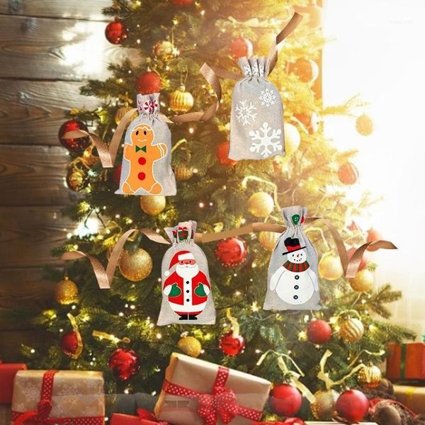 

christmas drawstring gift bags reusable canvas with large size wrapping present bag1