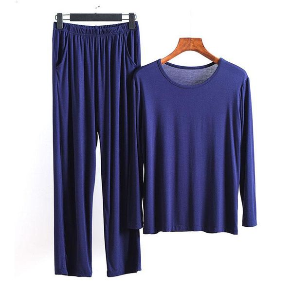 

men's sleepwear spring summer modal pajama sets long sleeve casual home clothes o-neck thin soft slim male homewear 0llg, Black;brown