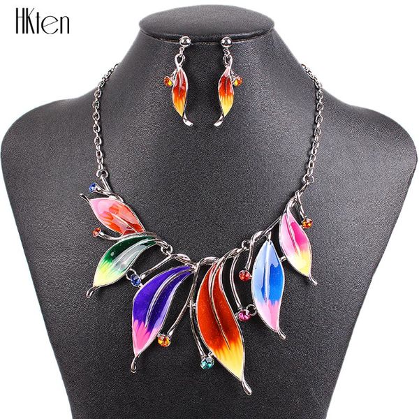 

earrings & necklace ms20211 fashion brand jewelry sets silver plated leaf design bright colors blue earring set 2014