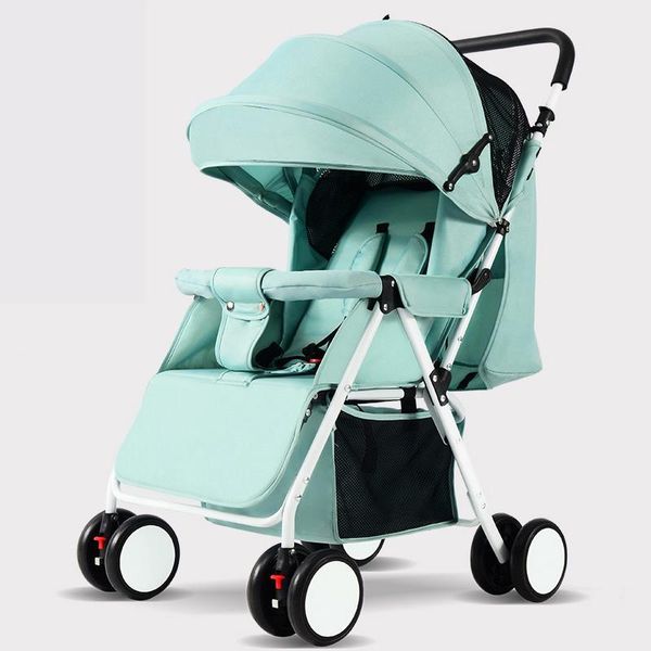 

strollers# portable baby stroller folding carriage ultra lightweight and convenient can sit lie simple child mini four wheel cart