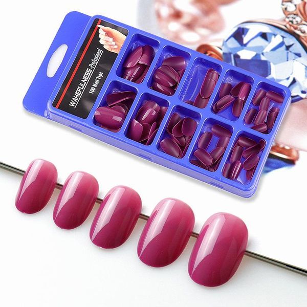 

pure color artificial fake nails tips 100 pcs per box 5 colors coffin polish finished shinny aritficial false nail tips1, Red;gold