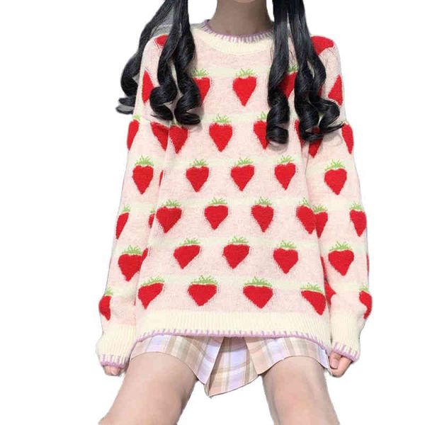 

women's sweaters suÃ©ter de malha harajuku kawaii, morango, pulÃ´ver bonito, outono inverno, feminino, jumper, para mulheres, y2k, fashio, White;black