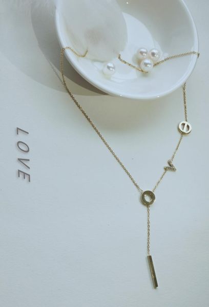 

fashion y-chain necklace for women simple geometric chains, Silver