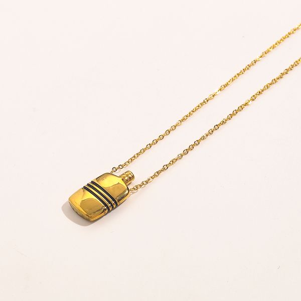 

never fading 18k gold plated brand designer letter bottle pendant necklaces pretty crystal rhinestone stainless steel choker necklace chain, Silver