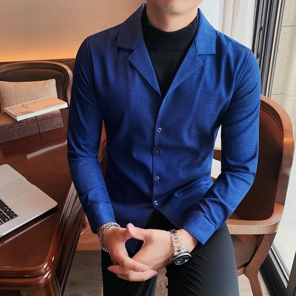 

men's casual shirts fashion fake-2pieces long sleeve for men clothing 2021 autumn business slim fit camisas de hombre, White;black