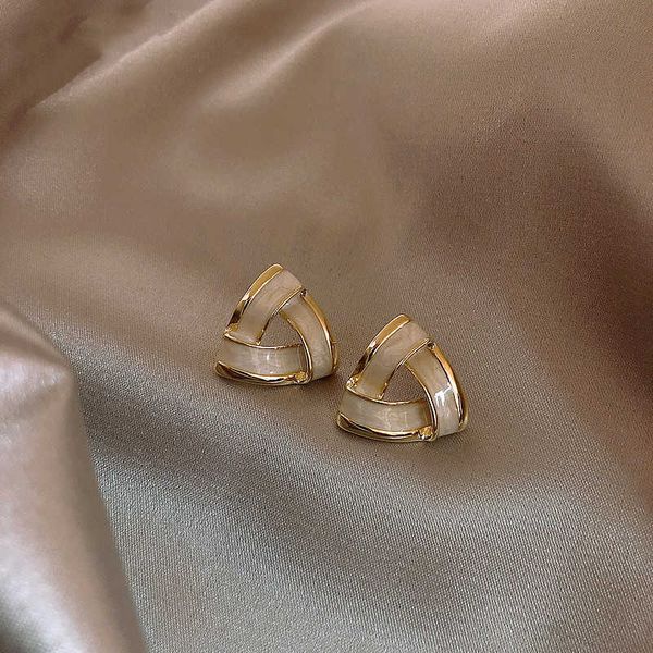 

925 silver needle fashion new geometric triangle earrings, simple temperament, oil dripping color painting earrings and red earrings