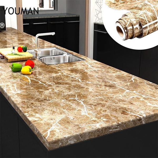 

modern refurbished marble sticker kitchen cabinet wardrobe decoration wallpaper bathroom waterproof dining table wall stickers