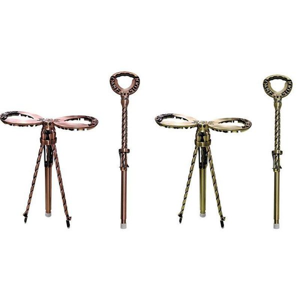 

camp furniture folding cane seat outdoor camping stool 85-99cm walking stick hiking crutch chair bronze