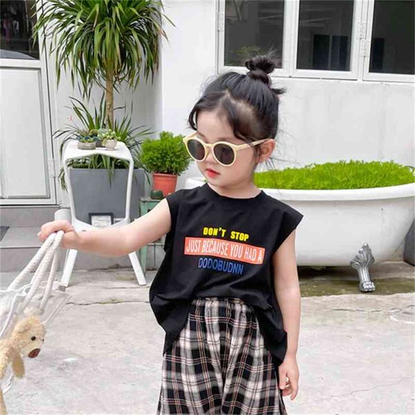 

summer arrival girls fashion letter vest kids korean design s 210528, Blue