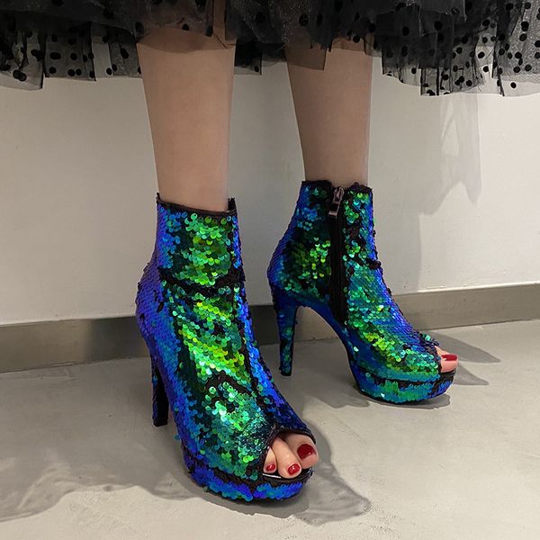 

asumer sell women thin stilettos high sequins boots summer woman shoes, Black
