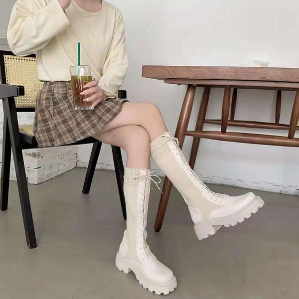 

boots women's are not knee-high 2021 aviation thick-soled high-tube thinner stretch female knight, Black