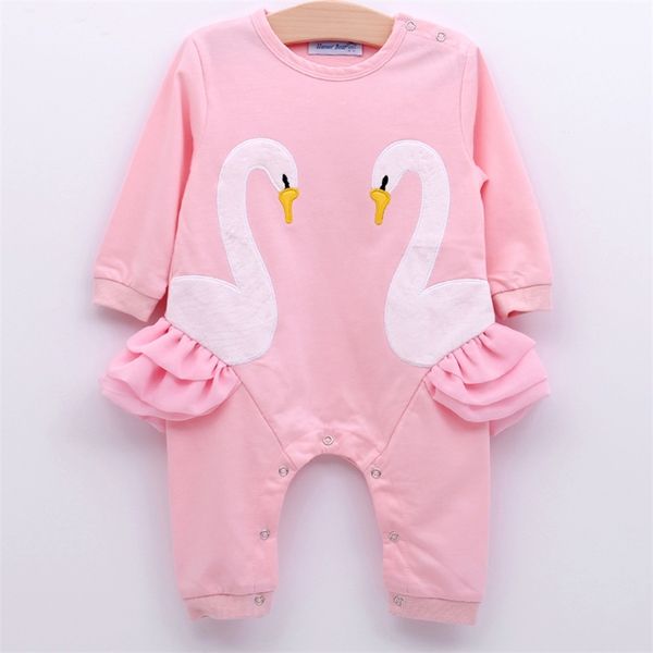 

baby girls clothing brand clothes cotton cartoon button decoration long sleeves jumpsuit for kids 210528, Blue