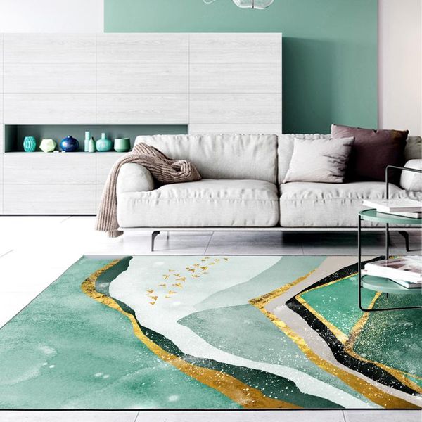 

fashion modern abstract dark green golden doormat bedroom living room bedside carpet floor mat carpets